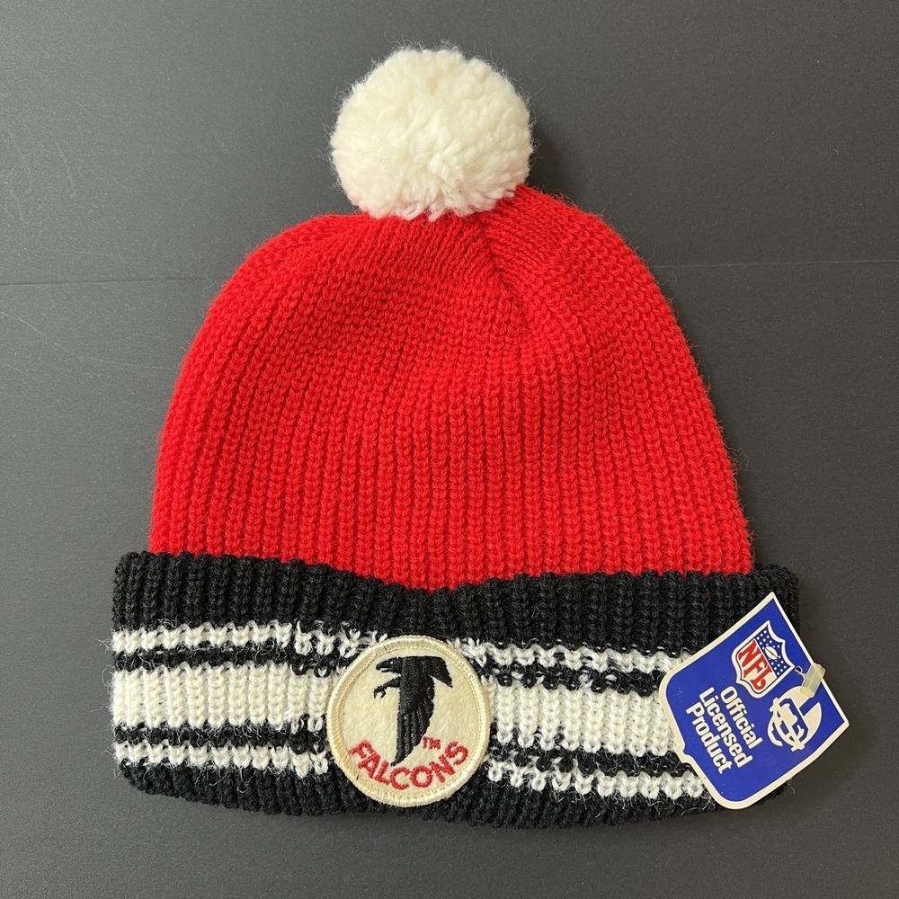 Vintage 80s Atlanta Falcons Pom Beanie Adult One Size‎ Deadstock NWT